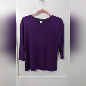 Purple 3/4 Sleeve Top Size L Fiore